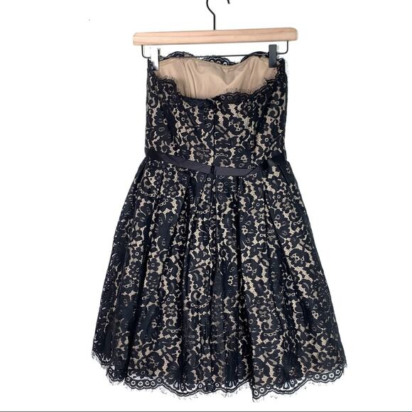 Liberated & Free black strapless knee length lace pleated party dress size 2 - Picture 6 of 6